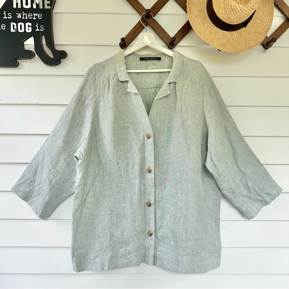 MARINA Rinaldi Linen Button Up Shacket/ Lightweight Jacket - Picture 2 of 9